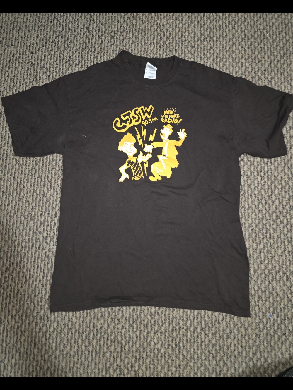 Gildan Black T-Shirt with Yellow Cartoon Radio Graphic